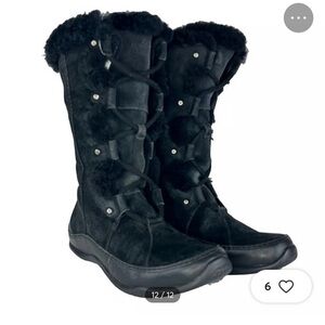 North Face Womens Waterproof Black Suede Primaloft 200g Winter Boots